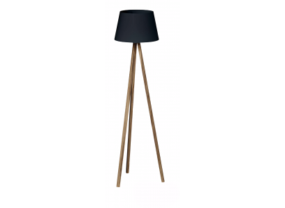 Elegante schwarze Stehlampe aus Holz im modernen Design