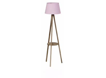 Rosa Holz Stehlampe mit Regal modernes Design stilvoll