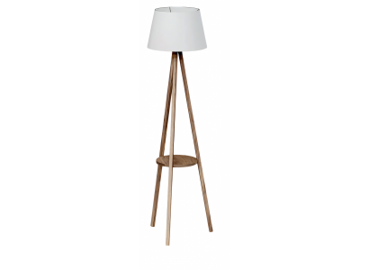 Weiße Holz Stehlampe mit Regal modern und stilvoll
