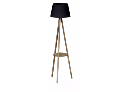Stehlampe mit Regal aus Holz in Schwarz modern