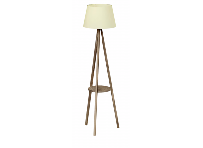 Stehlampe mit Regal aus Holz in Beige modern und stilvoll