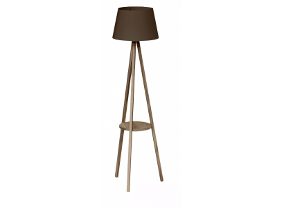 Stehlampe mit Regal aus Holz in Braun modern