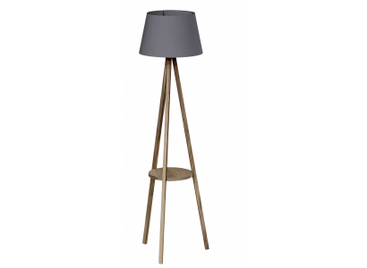 Stehlampe mit Regal aus Holz in Grau modernes Design