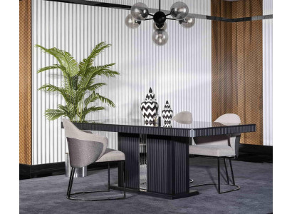 Elegantes graues Esszimmer Set aus Holz und Textil