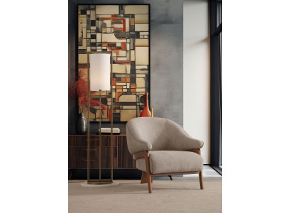 Beiger moderner Textil-Sessel aus Holz für Wohnzimmer