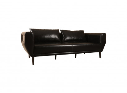 Modernes schwarzes Ledersofa für Arbeitszimmer