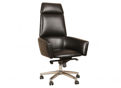 Schwarzer ergonomischer Bürostuhl aus Kunstleder im modernen Design