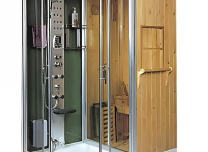 Wellness-Sauna mit Dusche Dampfbadkabine Multifunktionsdusche 170x110 cm