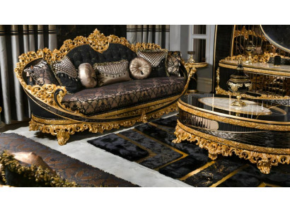 Modernes schwarzes 4-Sitzer Sofa mit gemustertem Textilbezug