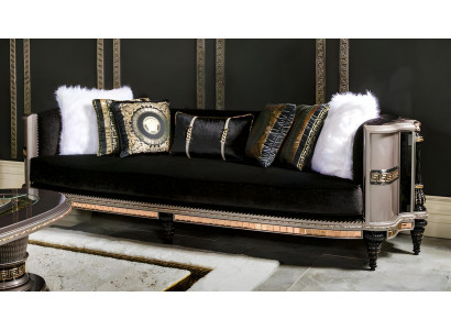 Modernes schwarzes Textil-Sofa 3-Sitzer mit Holzrahmen