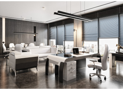 Eleganter weißer Holzarbeitszimmer-Set mit Schreibtisch und Bürostuhl