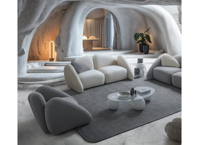 Modernes Wohnzimmer Set aus Textil in Weiß
