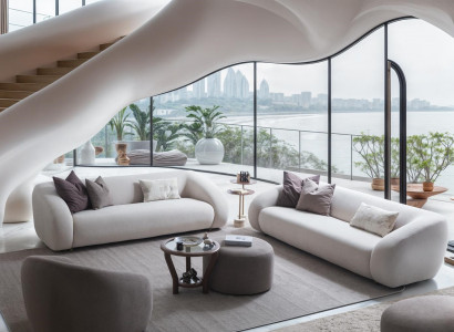 Weiße moderne 3-Sitzer-Sofas aus Holz, elegantes Design