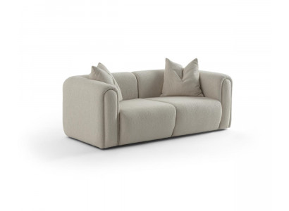 Elegantes beiges 3-Sitzer Sofa aus Textil mit Holzrahmen
