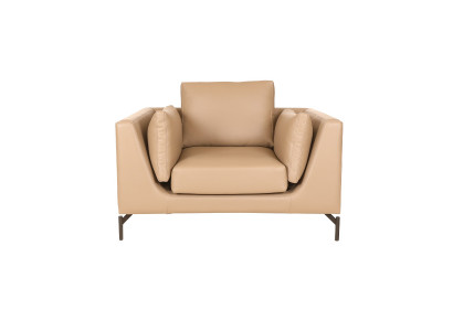 Stilvoller Beiger Ledersessel Wohnzimmer Loungesessel Sitzmöbel