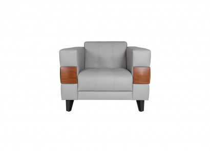 Grauer Kunstleder Luxus Sessel Wohnzimmer Moderner Loungesessel