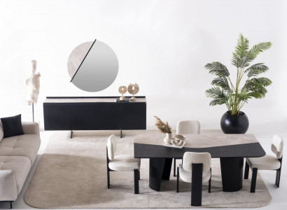 Mehrfarbiges Holz Esszimmer Set mit Tisch, Stühlen, Sideboard