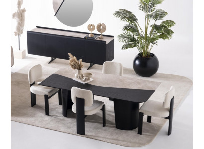 Mehrfarbiges Holz Esszimmer Set mit Esstisch und Stühlen modern