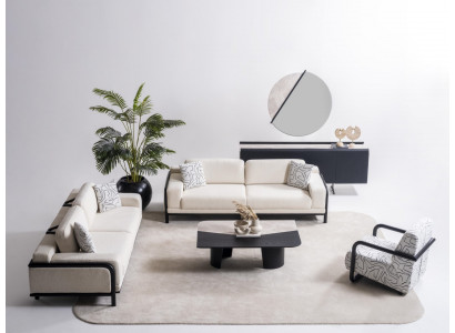 Elegantes 6-teiliges Wohnzimmer Set aus Holz in Beige mit modernem