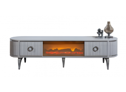 Ergonomischer TV-Lowboard mit MDF-Furnier, Kamin und modernem Design