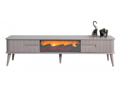 Minimalistischer TV-Lowboard mit ungewöhnlicher geriffelter Front