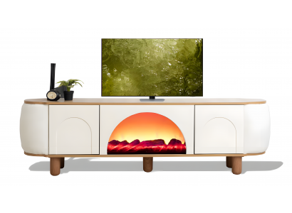 Edler Kamin mit Stoffseitenwänden Bluetooth-Sound Farbwechsel und Push-System