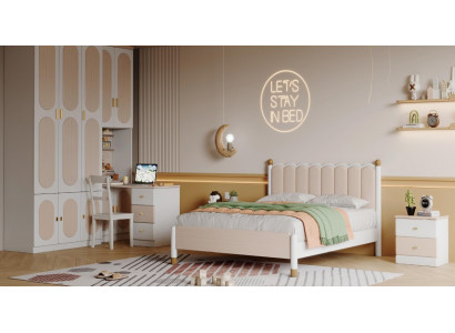 Jugendzimmer Kinderzimmer Set Bett Kleiderschrank Schreibtisch Design Set