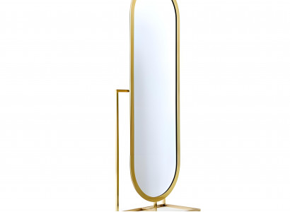 Elegantes ovales Standspiegel mit goldenem Rahmen in modernem Design