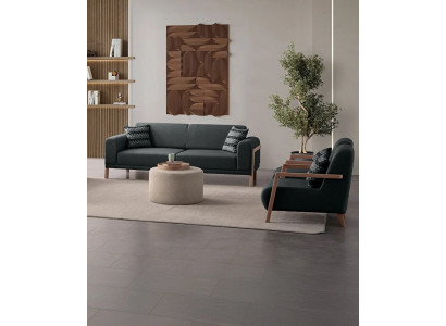Inspirierendes Design: stilvolles Sofa und Sessel für einen gemütlichen Raum