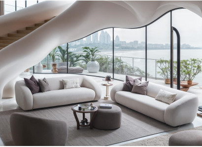 Couchgarnitur 2x Sofas 3 Sitzer Couchtisch Hocker Wohnzimmer Set