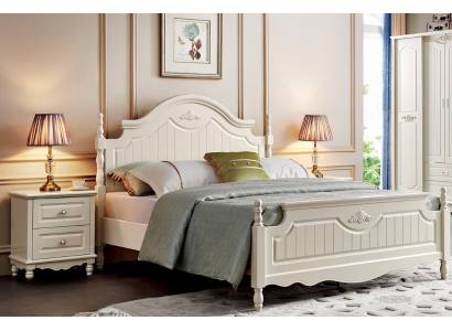 Modernes Holz Schlafzimmer Set Bett mit 2 Nachttischen Komplett 3tlg