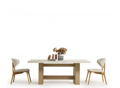 Moderne Esszimmergarnitur Edler Holztisch 4x Polsterstühle 5tlg Set