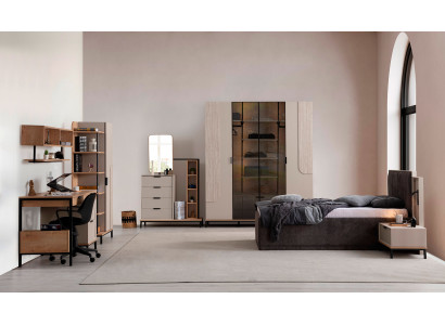 Elegantes Schlafzimmer Set Designer Bett Luxus Schreibtisch Schrank