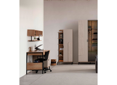 Modernes Arbeitszimmer Set Holz Schreibtisch Wandschrank Bücherregal