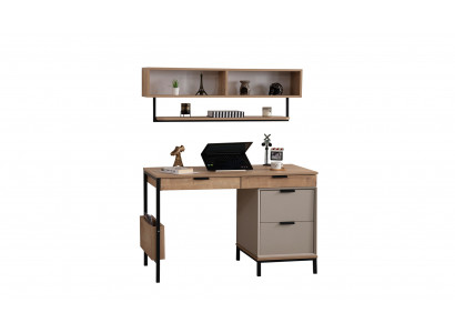 Moderner Brauner Holztisch Designer Wandschrank Edler Schreibtisch