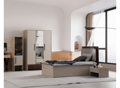 Komplette Schlafzimmer Garnitur Textilbett Edle Nachttische Schrank