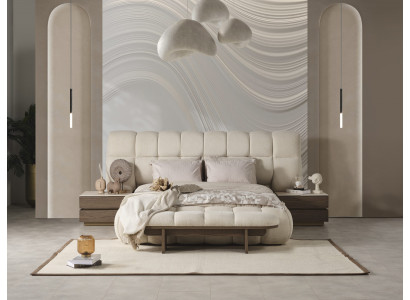 Schlafzimmer Set Beige modern Doppelbett 2x Nachttische Luxus Einrichtung