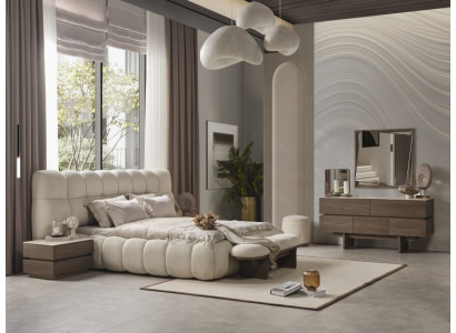 Schlafzimmer Bett 2x Nachttische  Sideboard mit Spiegel Set Komplettes Design