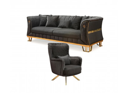 Das moderne Wohnzimmer Set (Sofagarnitur 3+1) harmoniert perfekt mit Textilien