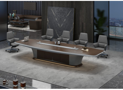 Luxus Besprechungstisch in Braun-Grau Design