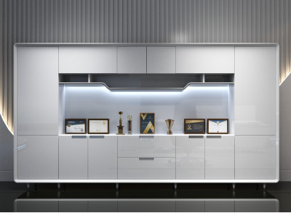 Geräumiger Weißer Büroschrank im modernen Design 360x45x200 cm