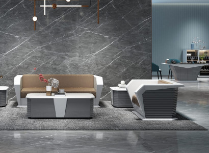 Stilvolles Sofa-Set 3+1 mit Couchtisch aus Kunstleder.