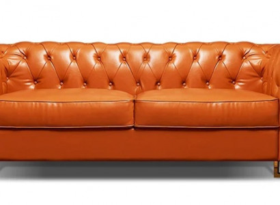 2-Sitzer Sofa aus Kunstleder Orange Polstersofa Zweisitzer Couch Wohnzimmer