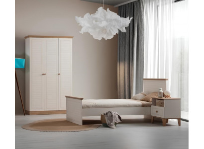 Stilvolle Komplette Einrichtung Einzelbett Nachttisch Kleiderschrank