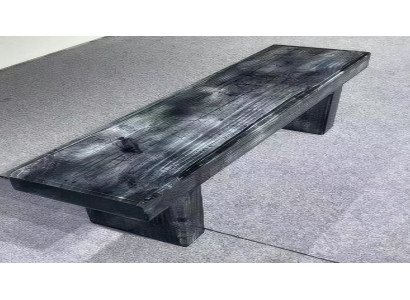 Moderne schwarze Bank aus karbonisiertem Holz Holzbank Schwarze Bank