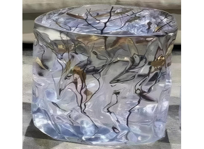 Runder Tisch mit Eisast-Effekt Tisch aus Epoxidharz Transparent Tisch