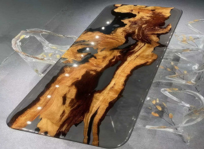 Rechteckiger Esszimmer Tisch Luxuriöser Epoxidharz Robuste Tische