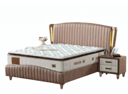 Elegantes Schlafzimmermöbel-Set mit Bett Matratze 2x Nachttische Komplettset