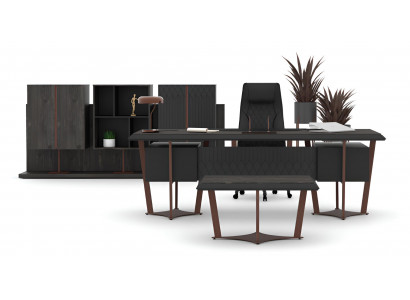 Stilvolle Büroeinrichtung Designer Set Bürotisch Regalwand 2x Tische
