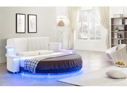 Weißes Designer Rundbett Moderne Schlafzimmer Betten Textilbetten